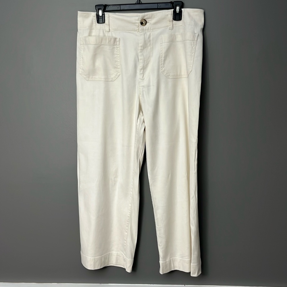 Anthropologie Maeve Cream Wide Leg Pants